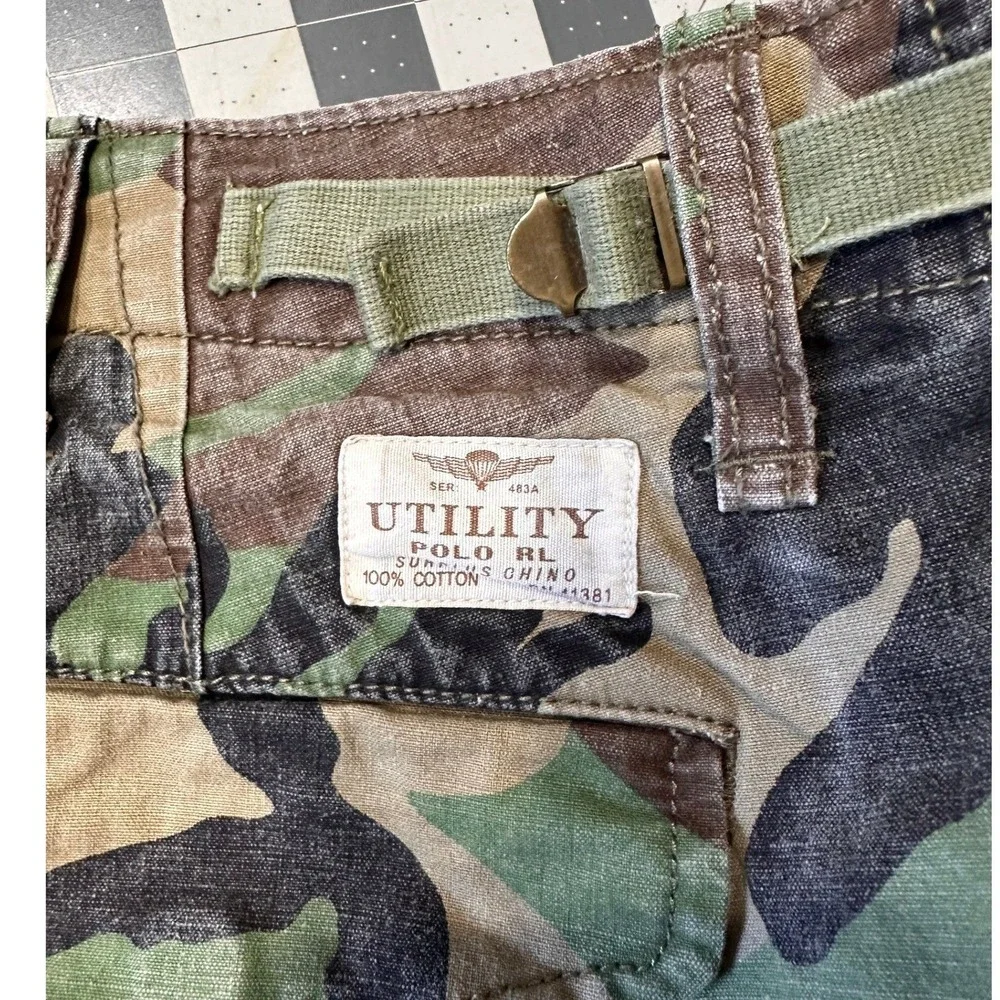 Polo Ralph Lauren Cargo Pants 30/30 Green Camo Excellent Surplus Div Classic Fit